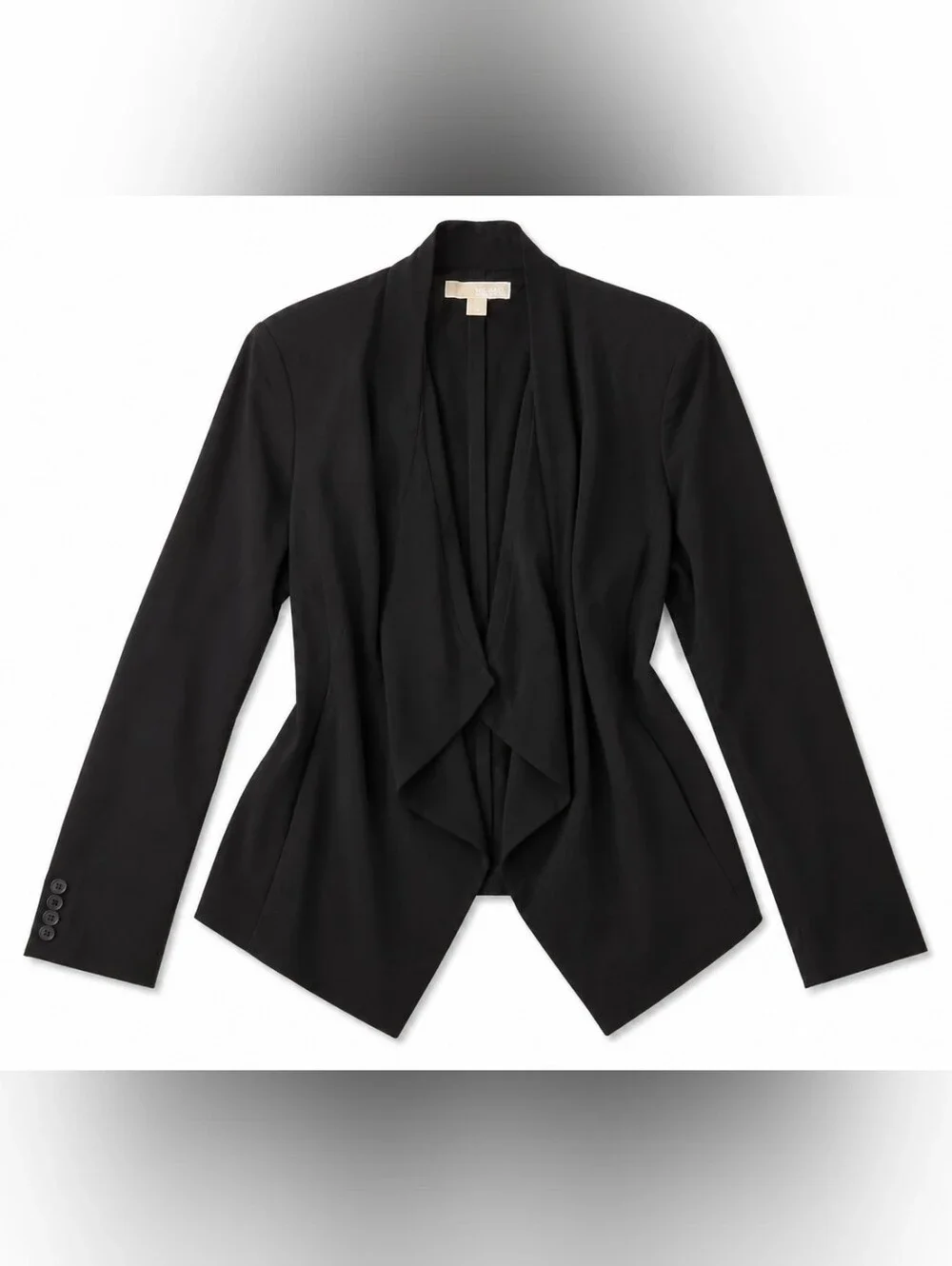NWT Michael Kors Black Draped Open-Front Blazer Jacket
