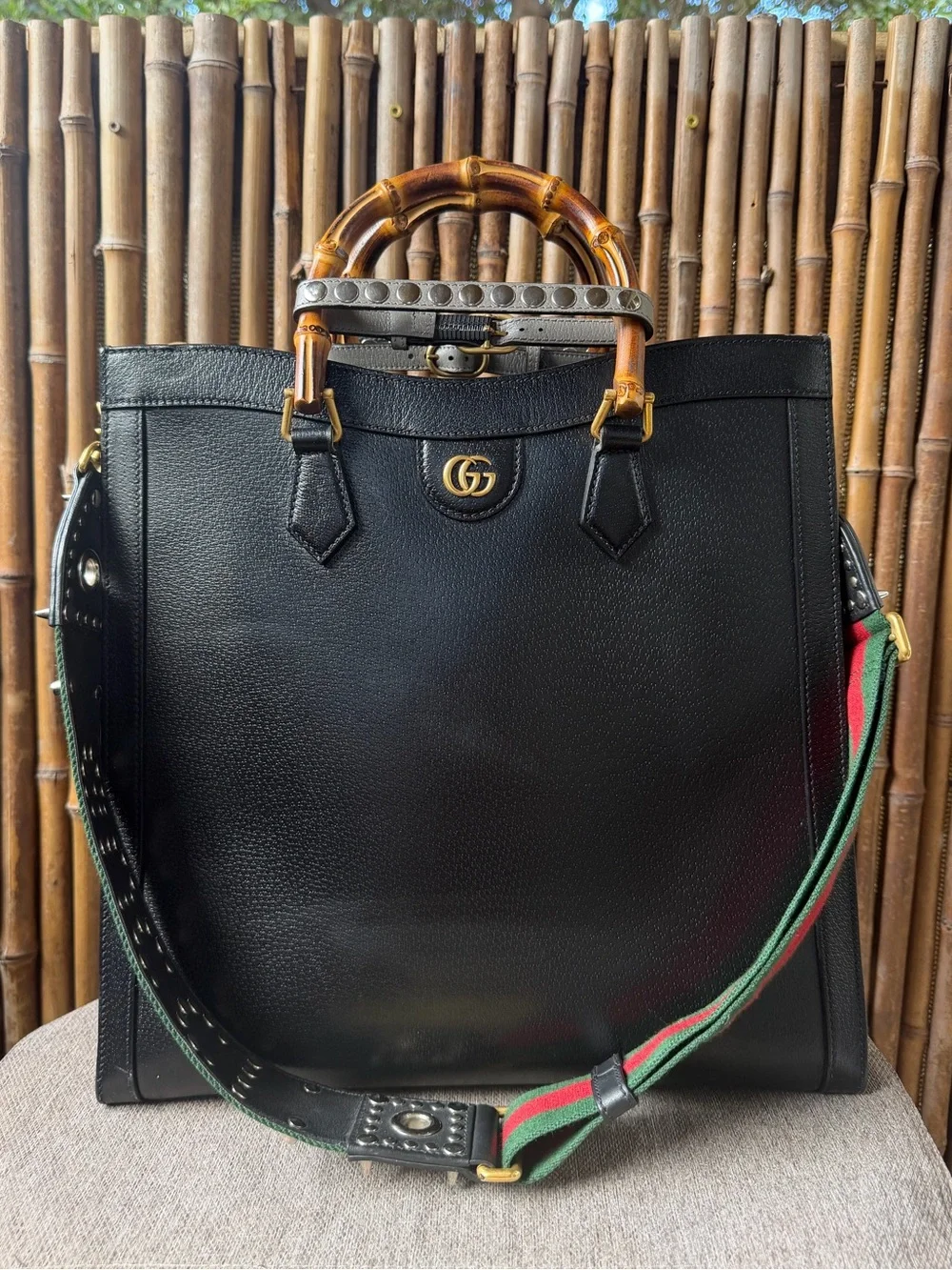 Gucci Diana NM Bamboo Handle Tote Leather Large