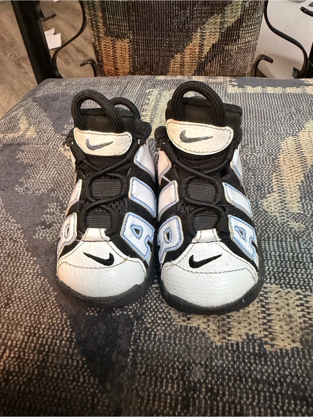Nike Kids White & Black Athletic Sneakers with Light Blue Accents
