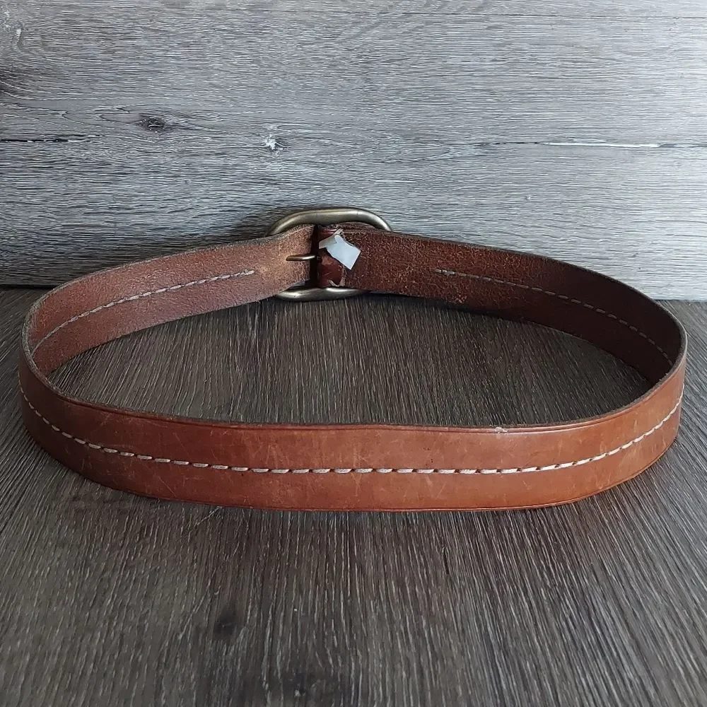 Fossil Brown Leather Stitched Belt for Men Size Large