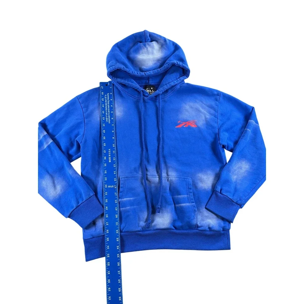 Hellstar Blue Sun Faded Cloud Logo Hoodie Mens Small Streetwear Pullover