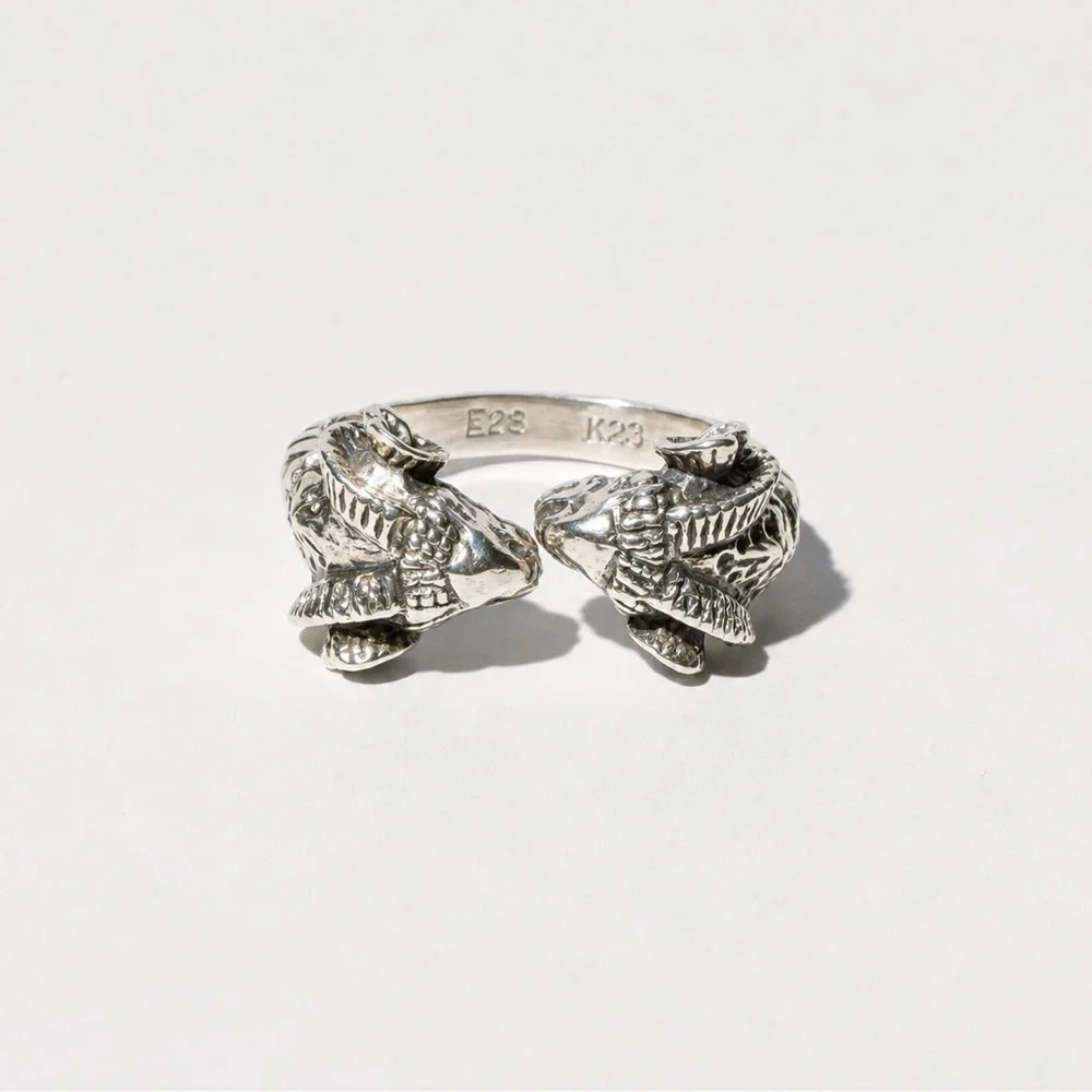 Vintage 925 Sterling Silver Ram Ring Adjustable