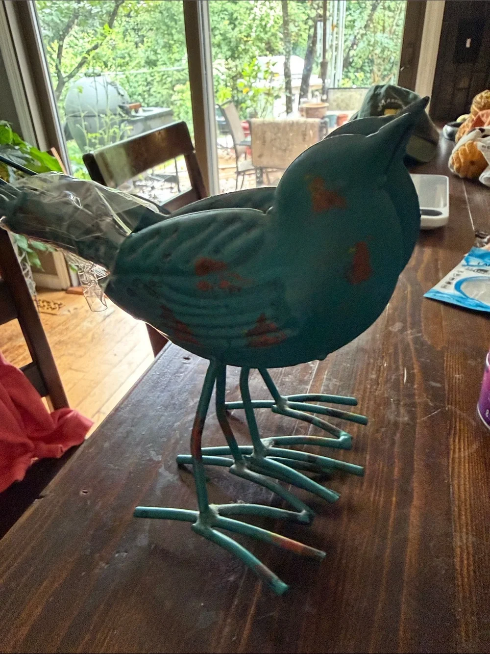 Turquoise Metal Decorative Bird Statues