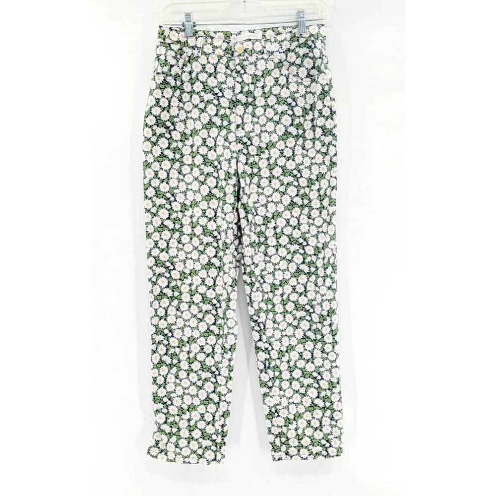 Jones New York Sport Daisy Floral High Rise Straight Ankle Pants Size 10 Petite