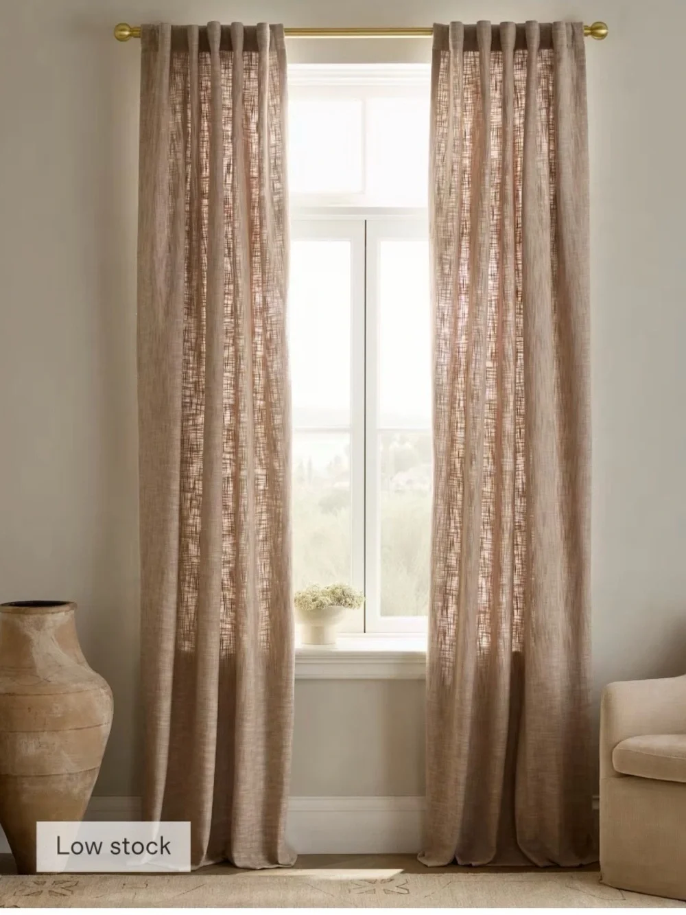 Quince Luxe Textured Curtain Flax 48x84