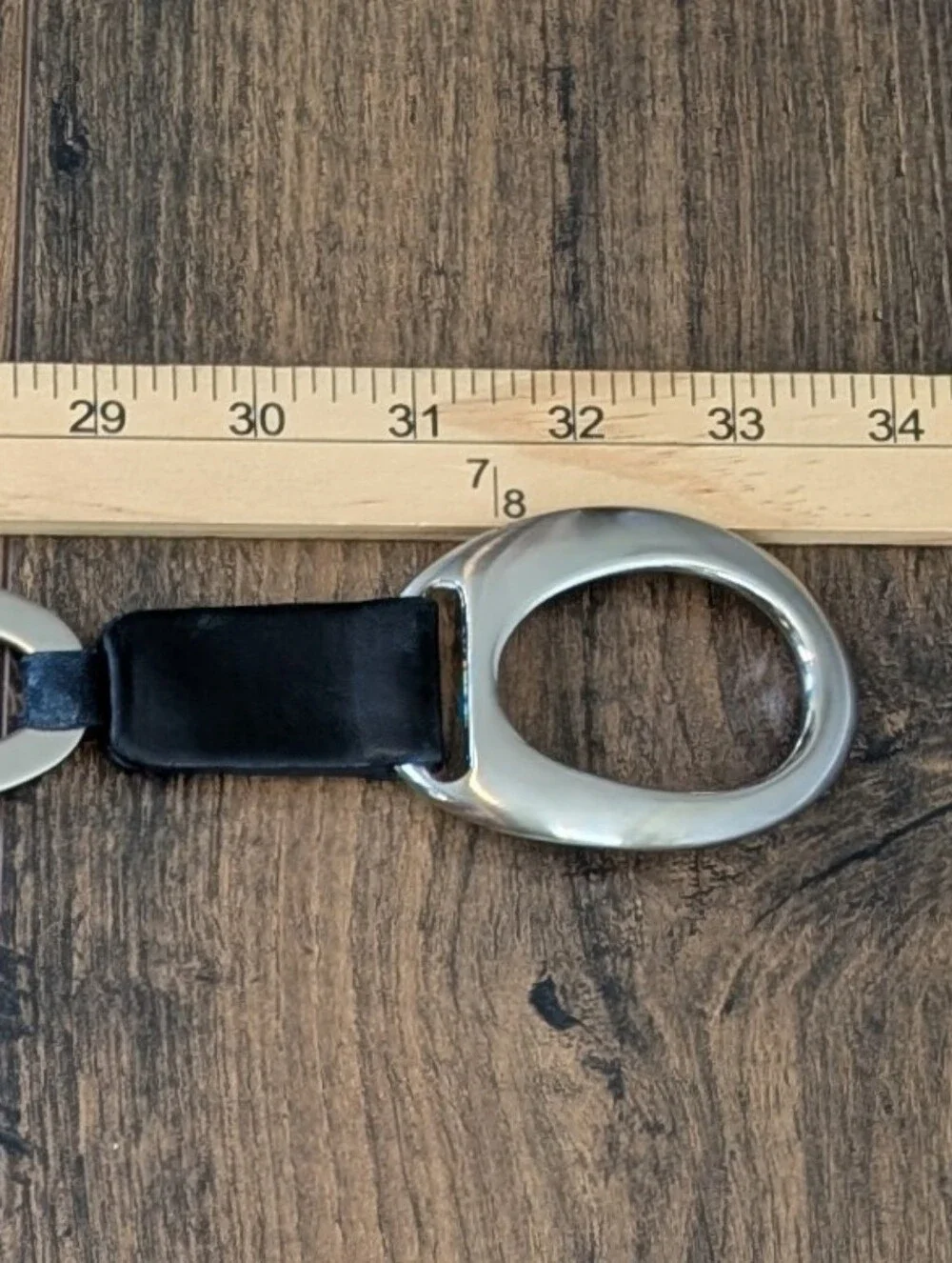 Suzi Roher Black Leather Waist Belt with Silver Oval Links Size Medium