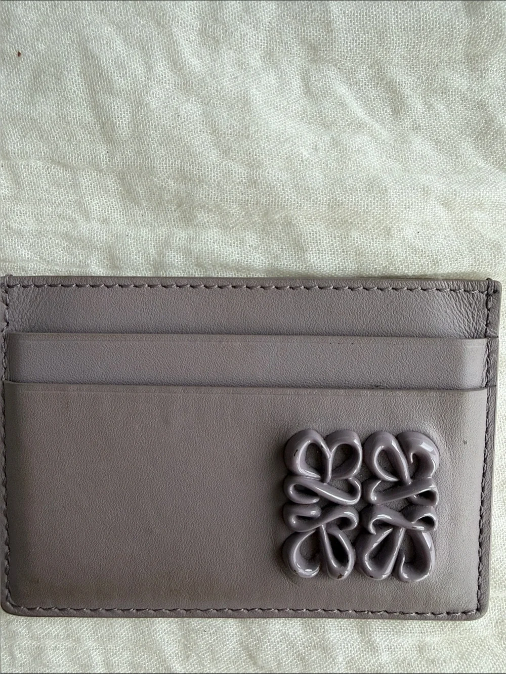 Leather Card Holder with Decorative Knot Detail - Taupe