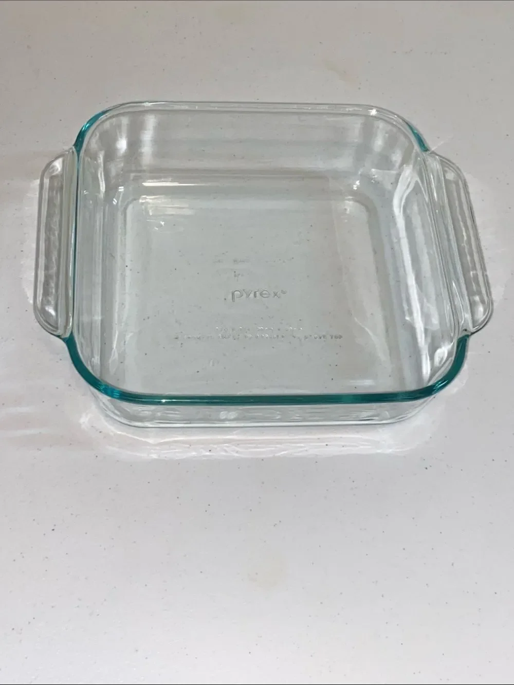 Pyrex Clear Glass Square Baking Dish with Aqua Rim