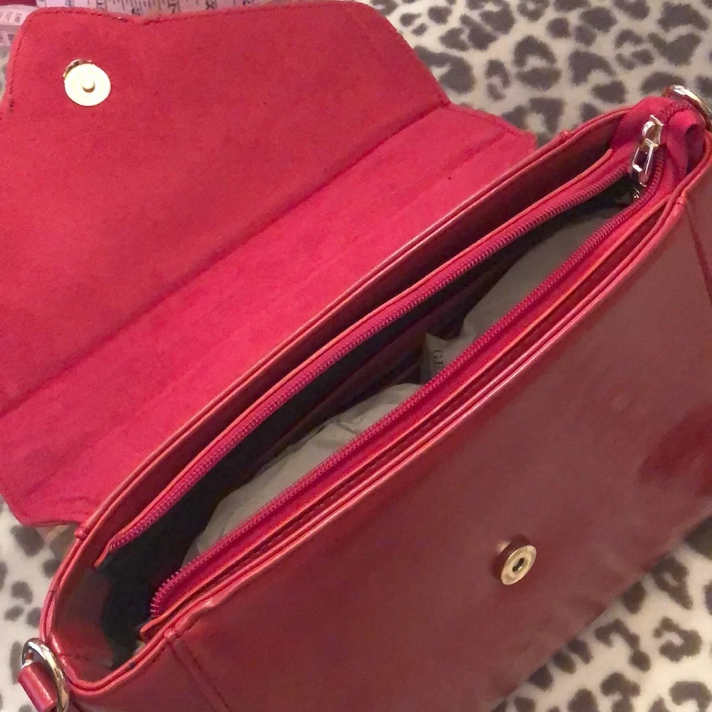 Pink Haley Red Faux Leather Satchel Bag Purse Crossbody Black Heart