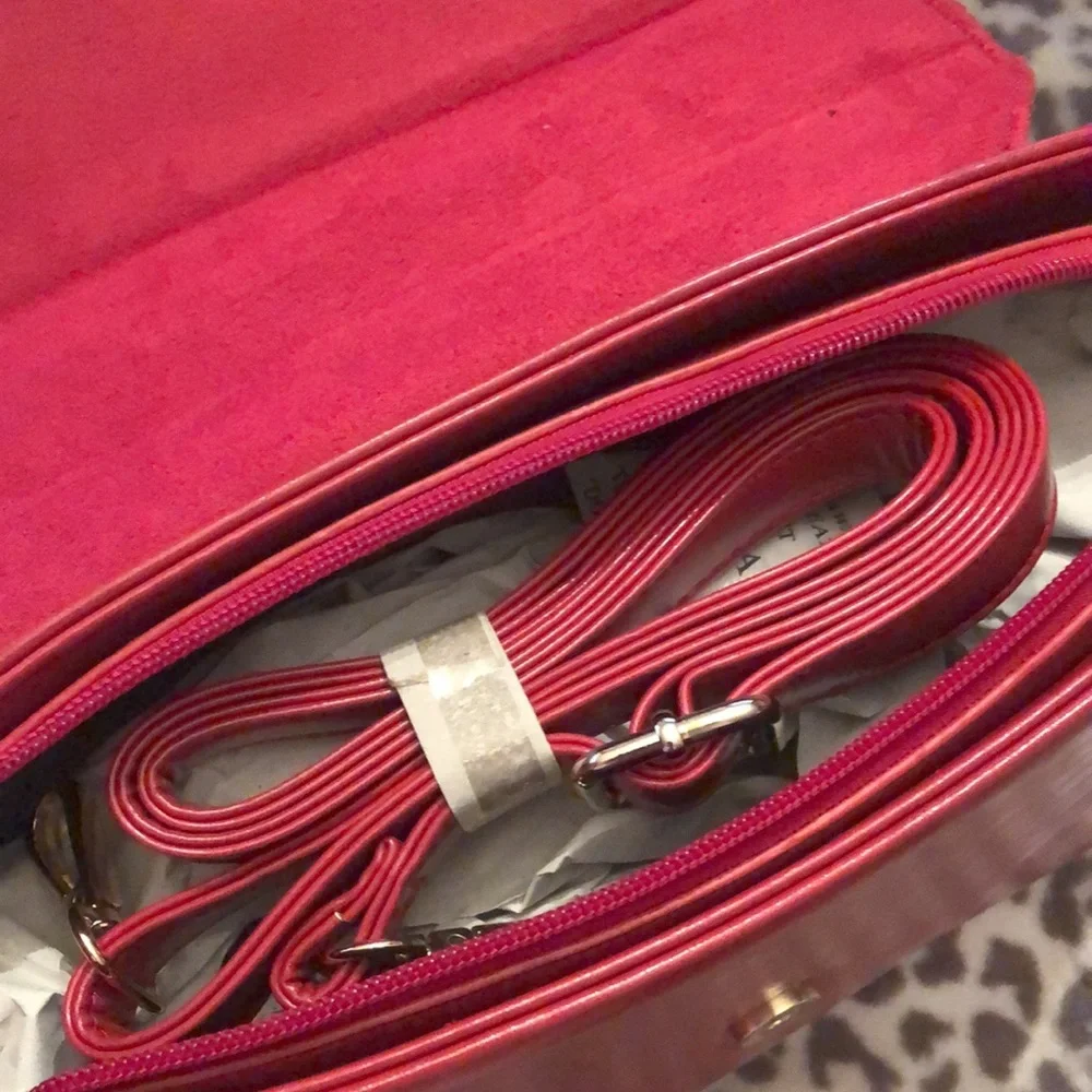 Pink Haley Red Faux Leather Satchel Bag Purse Crossbody Black Heart