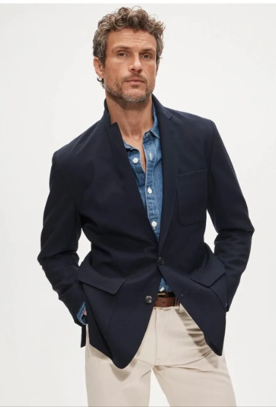 J Crew Blazer in Italian fresco wool CT611 Size 46R $798 Retail Nautical Navy