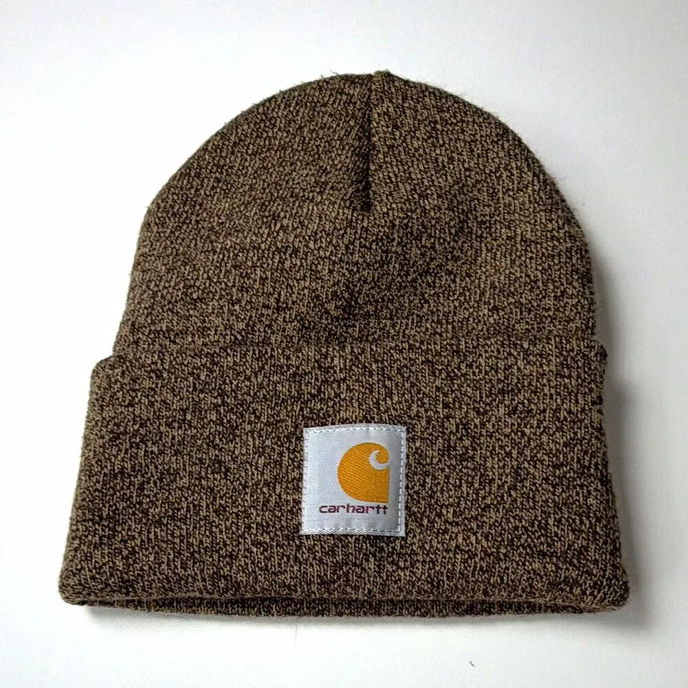 Carhartt Brown Knit Beanie Hat Solid Pattern Men's One Size Fits All