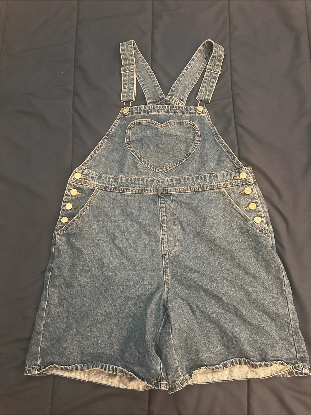 Shiny by nature short overalls
