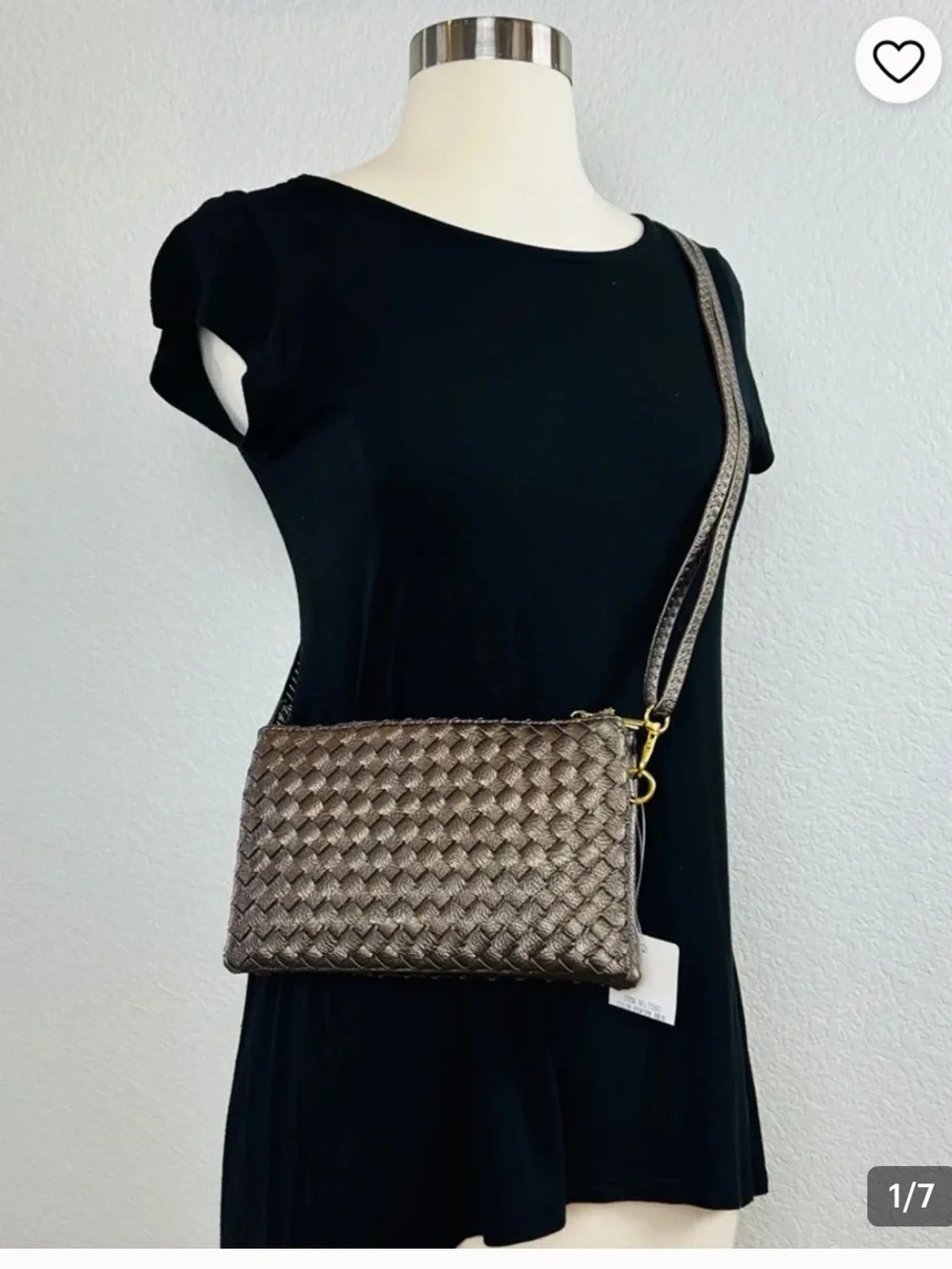 Woven Metallic Silver Crossbody Bag - Women's Shoulder Purse Silver new