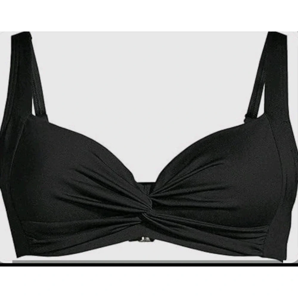 Lands'‎ End Women's 22 DD-Cup Chlorine Resistant Black Underwire Bikini Top 266