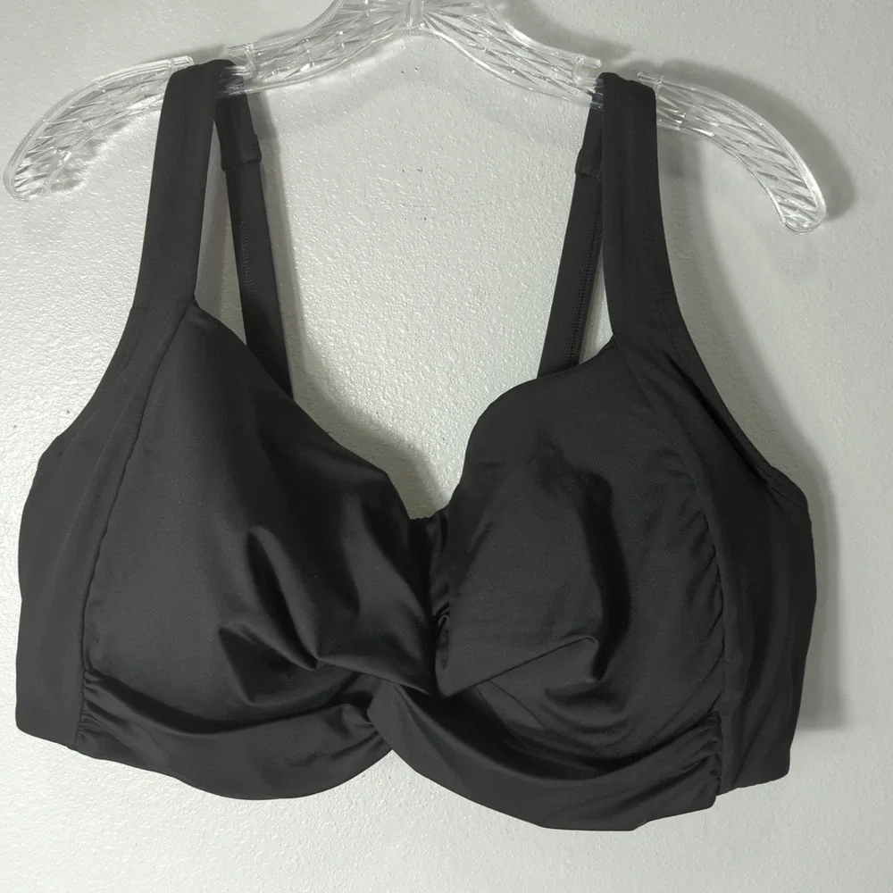 Lands'‎ End Women's 22 DD-Cup Chlorine Resistant Black Underwire Bikini Top 266