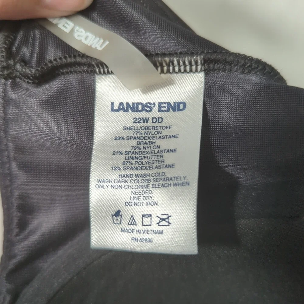 Lands'‎ End Women's 22 DD-Cup Chlorine Resistant Black Underwire Bikini Top 266