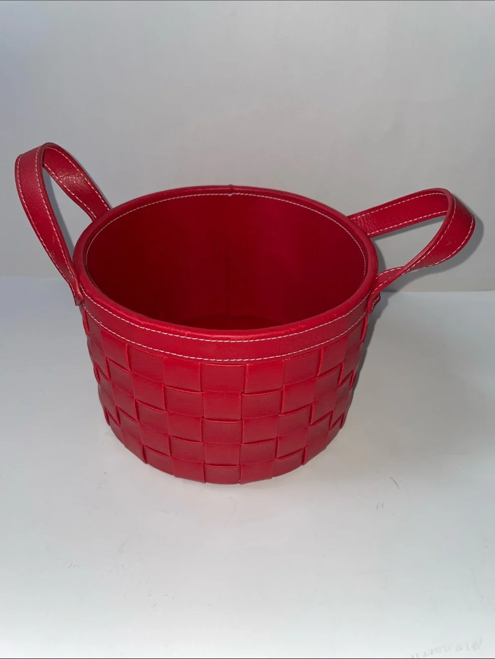 Red Woven Accent Storage Basket with Handles.