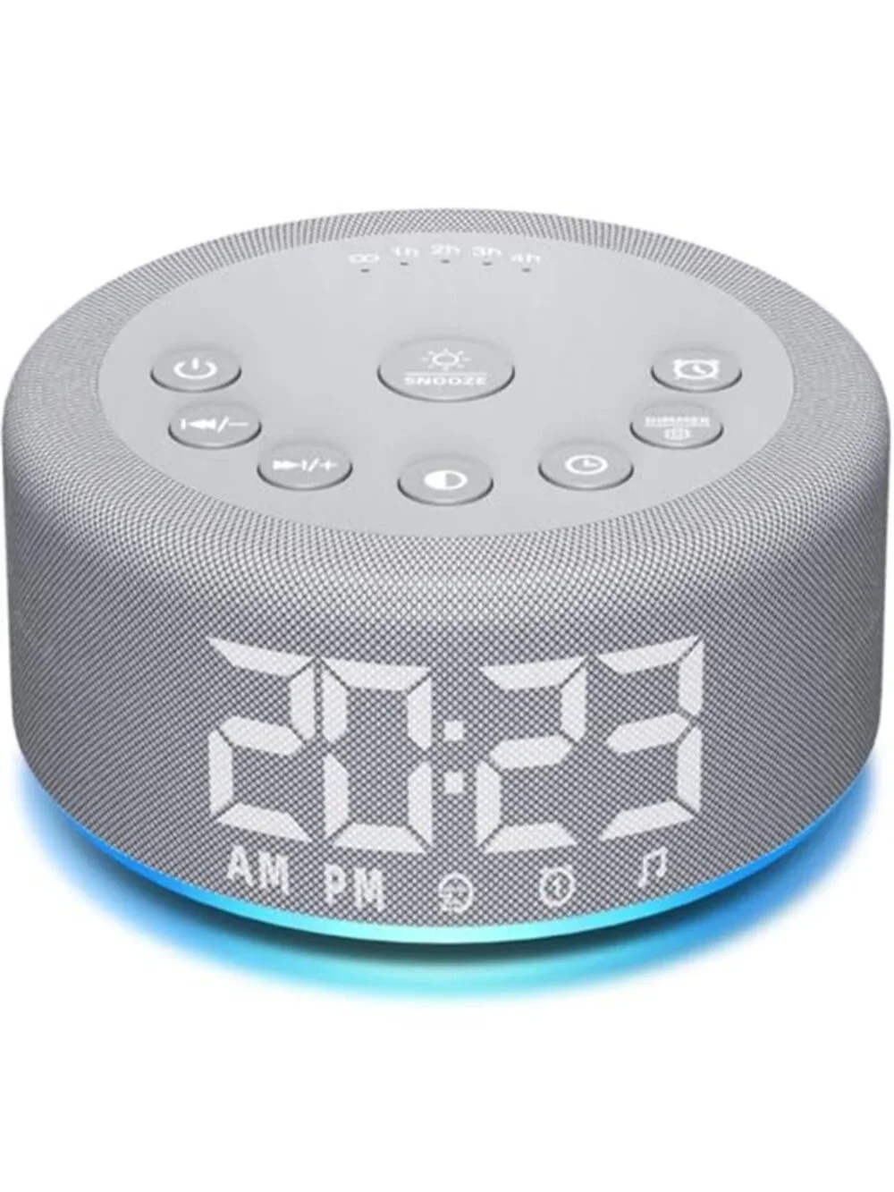 White Noise Sound Machine Alarm Clock Night Light 12 Color Sleep Aid 30 Sounds