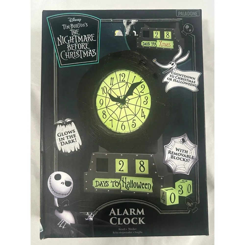 Disney Nightmare Before Christmas Alarm Clock Glow Dark Countdown Paladone #991