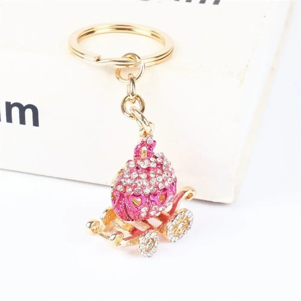 Pumpkin Keyring Rhinestone Charm Xtra Small Pink