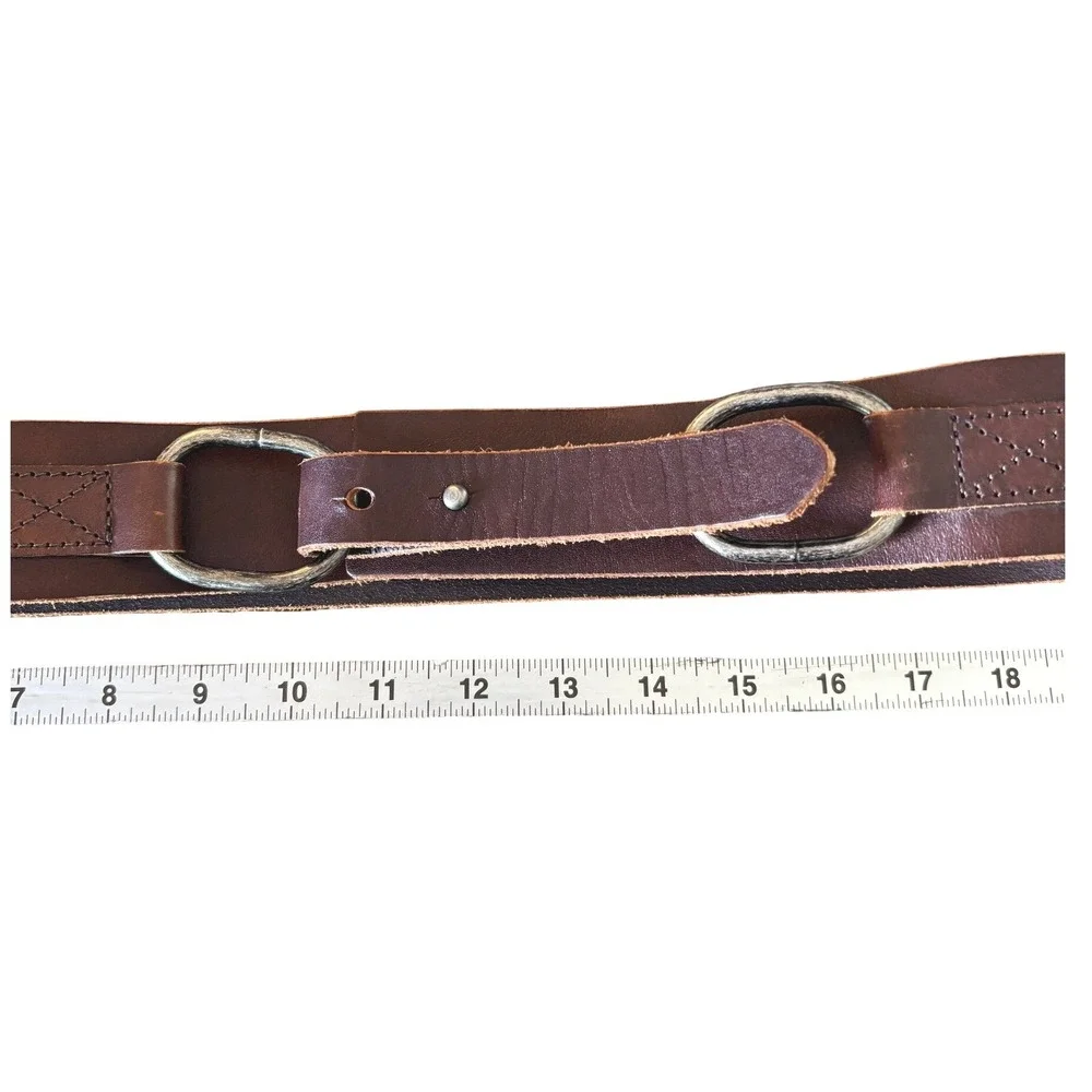 J.Jill Belt Statement Medium Brown Leather Ring Buckle Casual Chic Minimalist