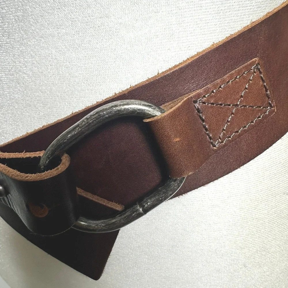 J.Jill Belt Statement Medium Brown Leather Ring Buckle Casual Chic Minimalist