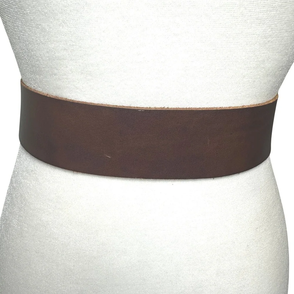 J.Jill Belt Statement Medium Brown Leather Ring Buckle Casual Chic Minimalist