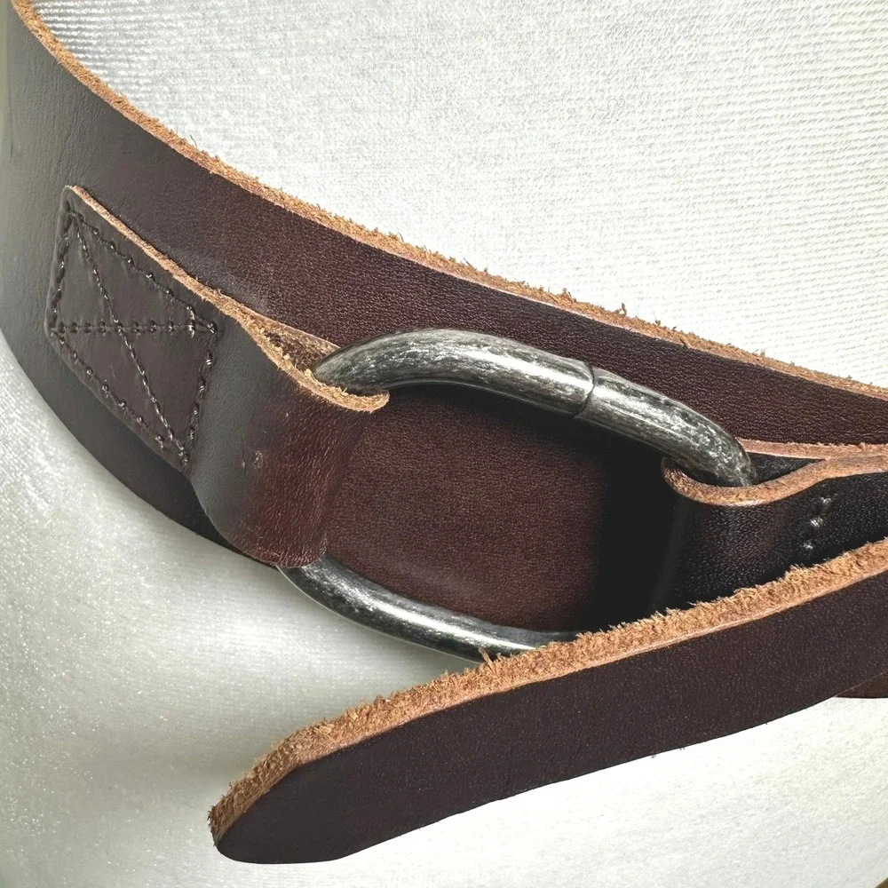 J.Jill Belt Statement Medium Brown Leather Ring Buckle Casual Chic Minimalist