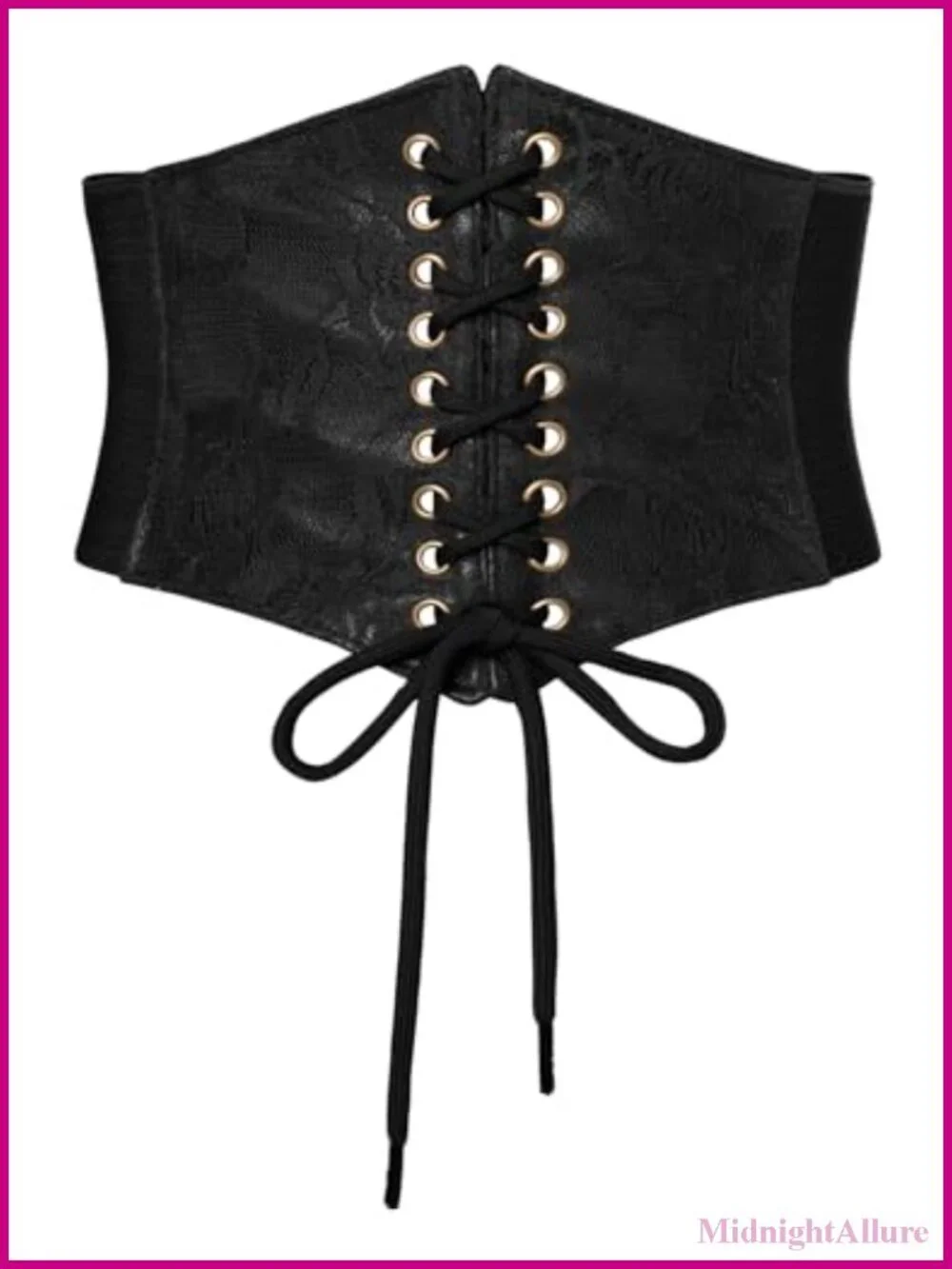 Faux Leather Renaissance Corset Belt Wide Elastic Waist Lace-Up Cinch
