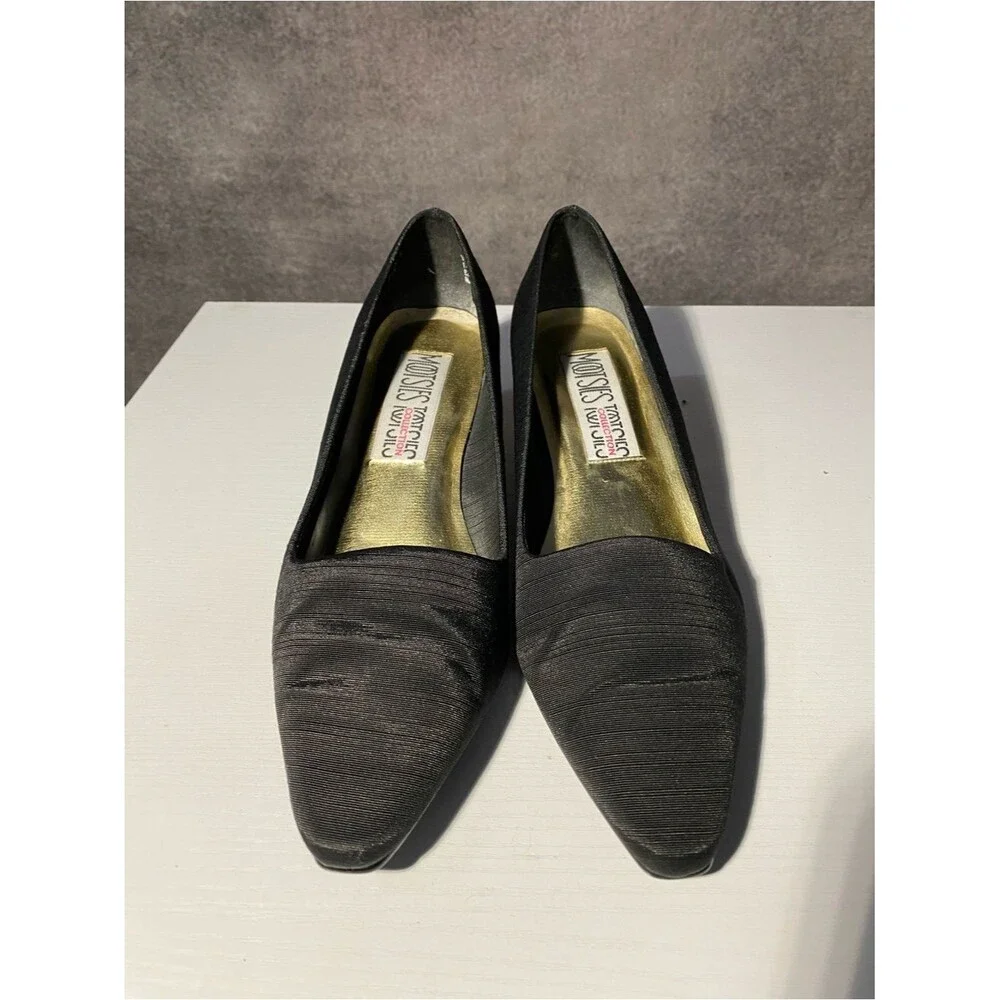 Mootsies Tootsies Collection Pumps Heels Black Ribbed Fabric Satin Size 9.5M 9.5
