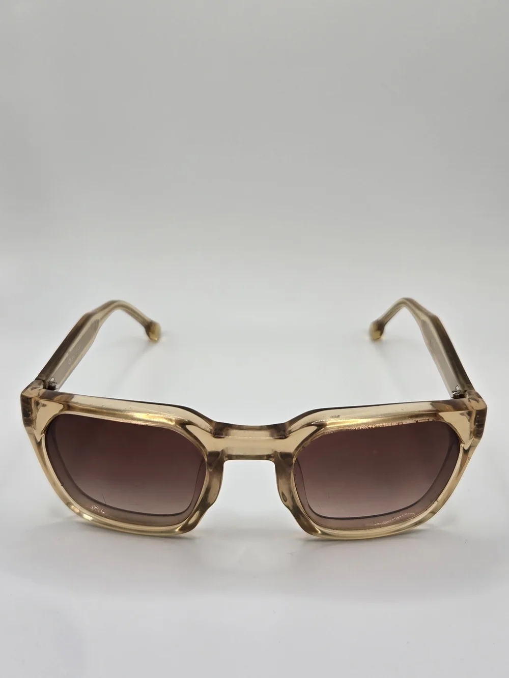 Steven Alan Optical Transparent Beige Sunglasses with Brown Gradient Lenses