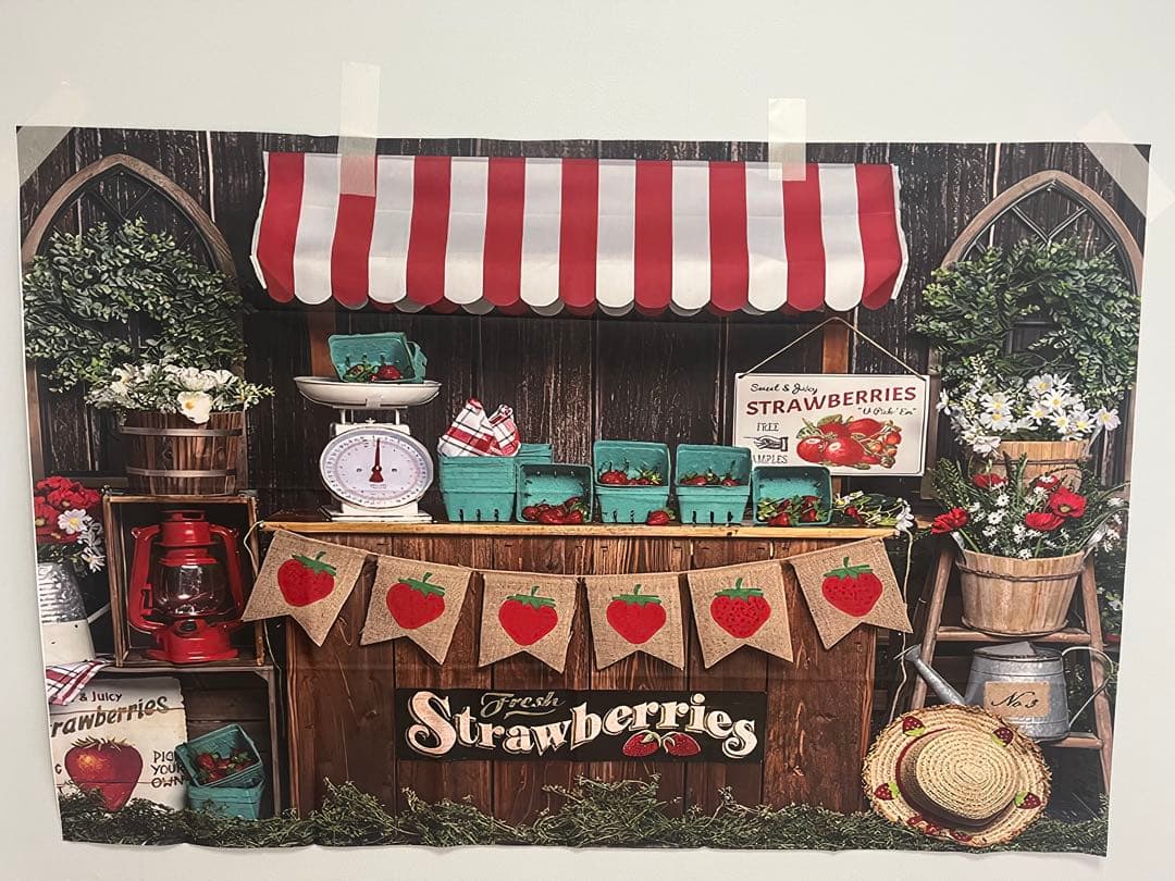 Strawberry Background Fabric