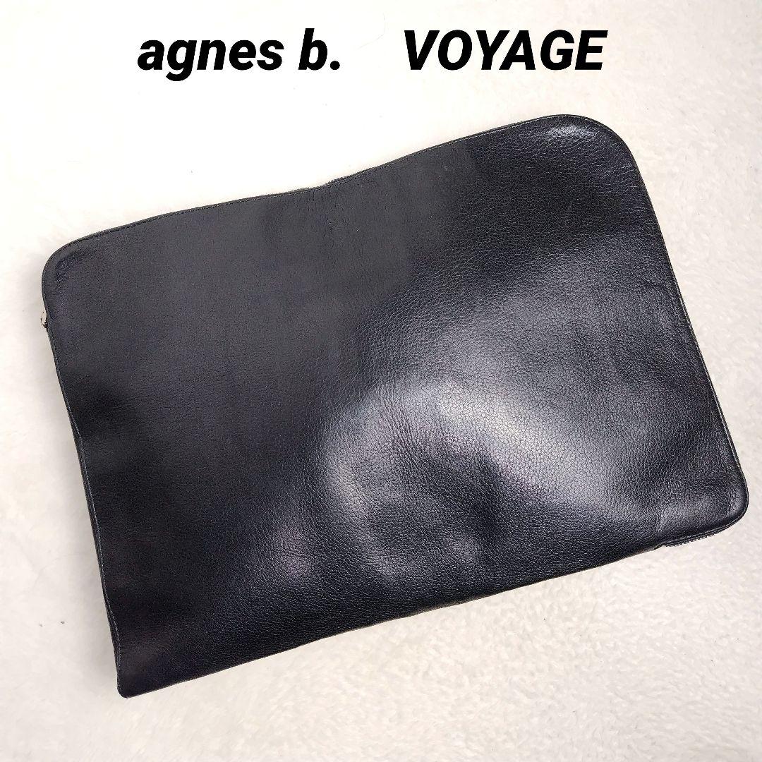 ✨Super Rare✨ Agnes b. Clutch Bag, Genuine Leather, Black, Large Capacity, A4 Size Compatible