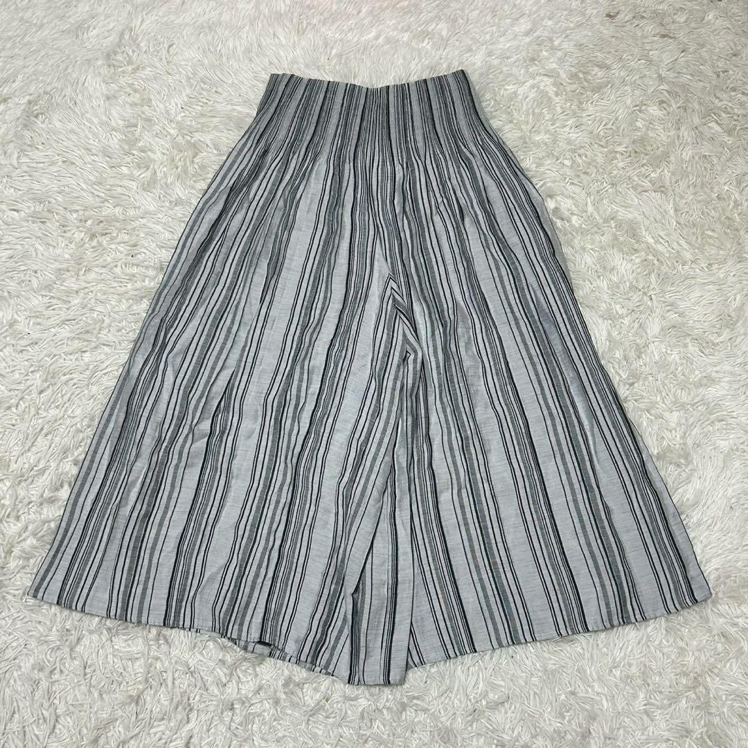Gaucho Pants Black White Stripe Rayon Loose Waistband