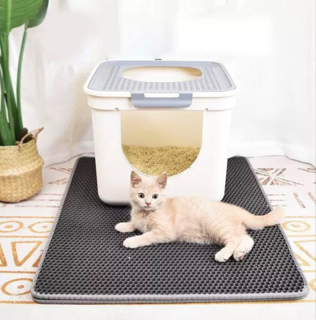 【Cat Litter Mat】 Double-layer structure catches litter effectively! Waterproof & washable convenient mat ?