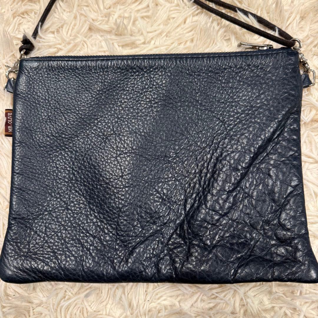 Rare MR.OLIVE Waterproof Leather Sacoche Bag Navy