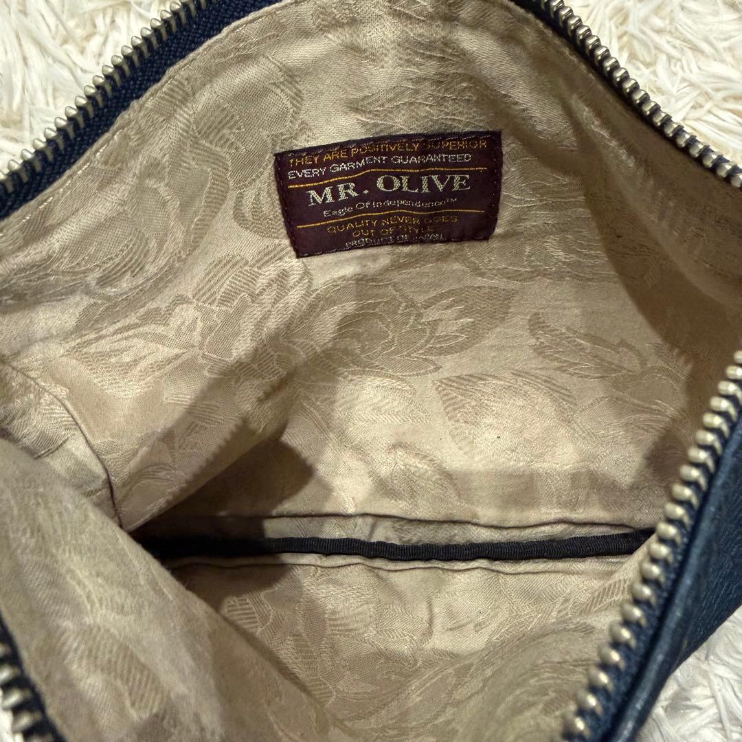 Rare MR.OLIVE Waterproof Leather Sacoche Bag Navy