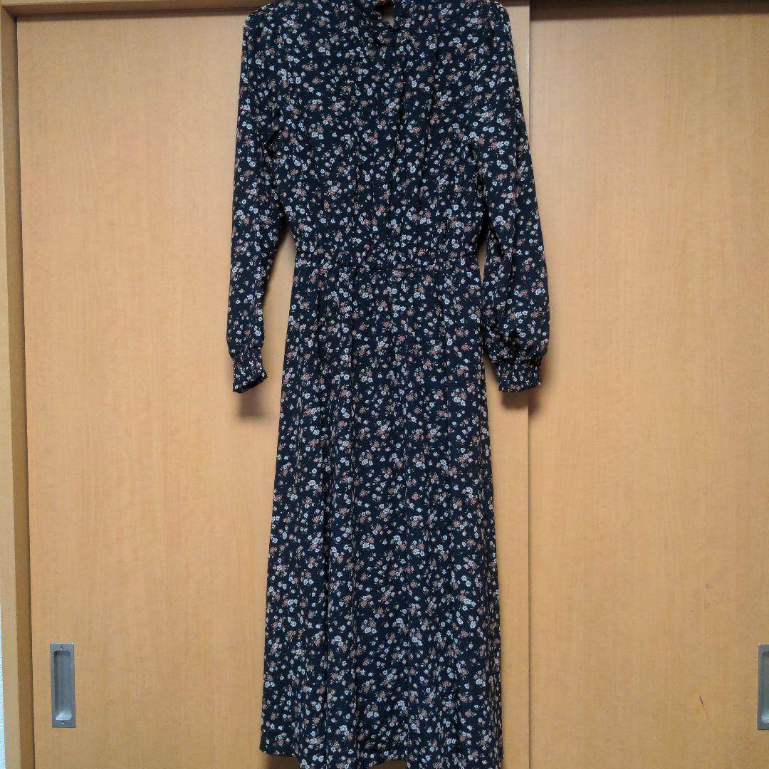 Floral Print Long Dress, Navy