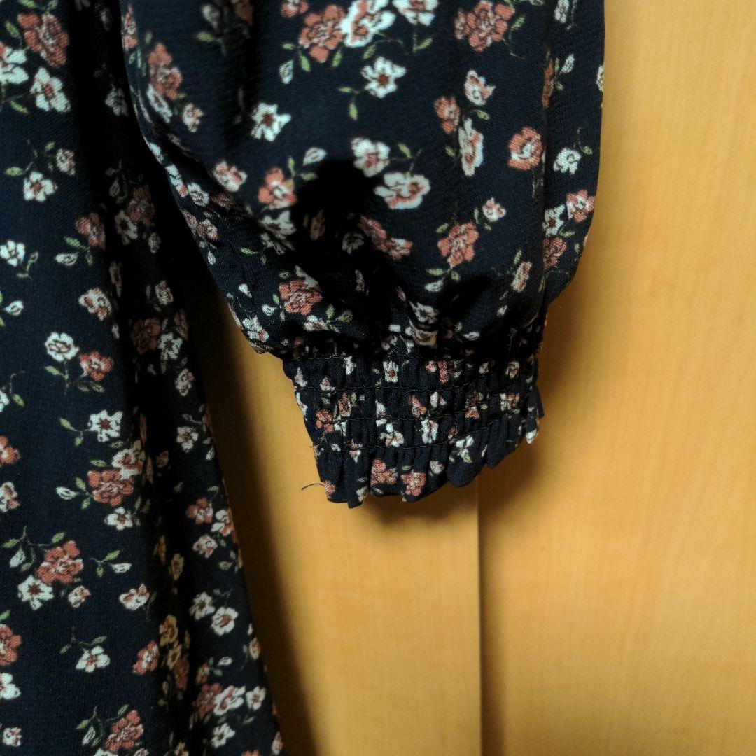 Floral Print Long Dress, Navy