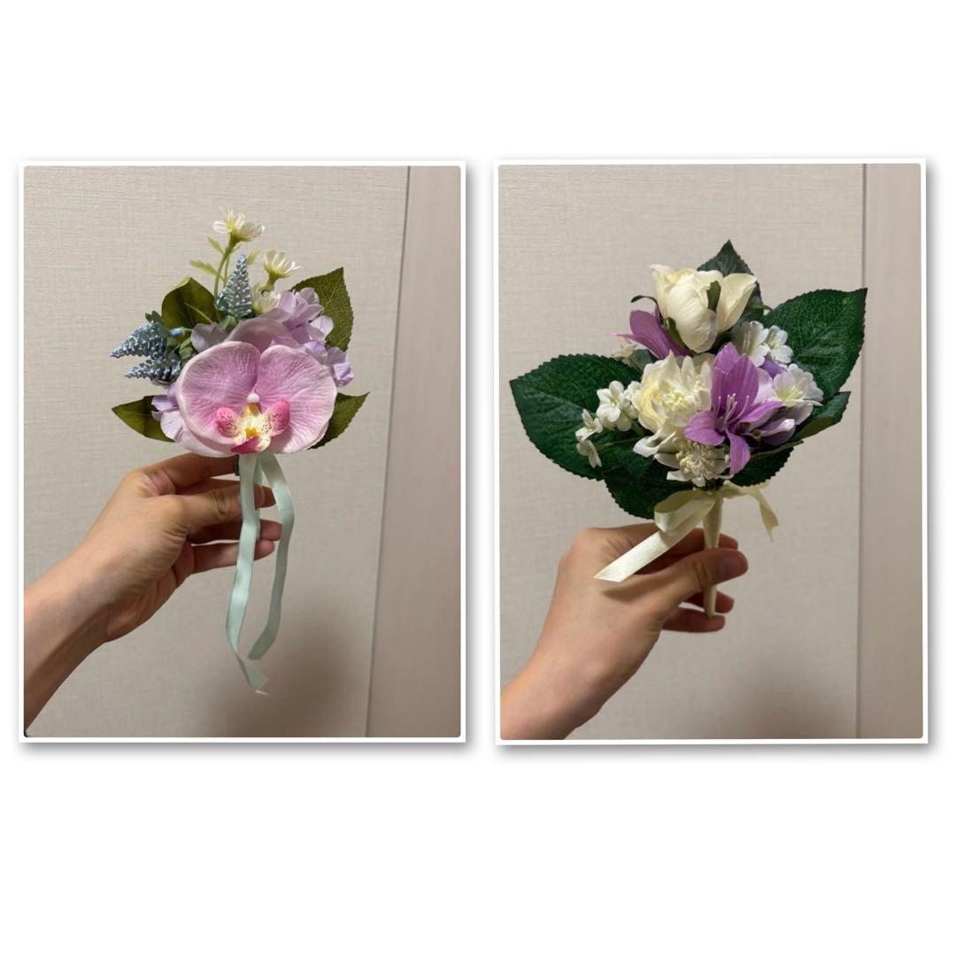 Boutonniere Set of 2 - Groom, Wedding, Artificial Flower, Fake Flower