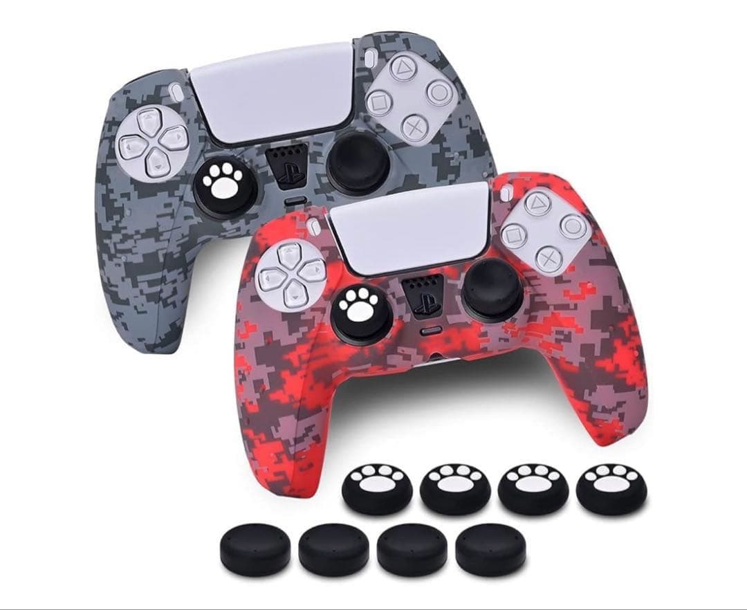 PS5 Controller Silicone Cover Set with Camouflage Stick Covers