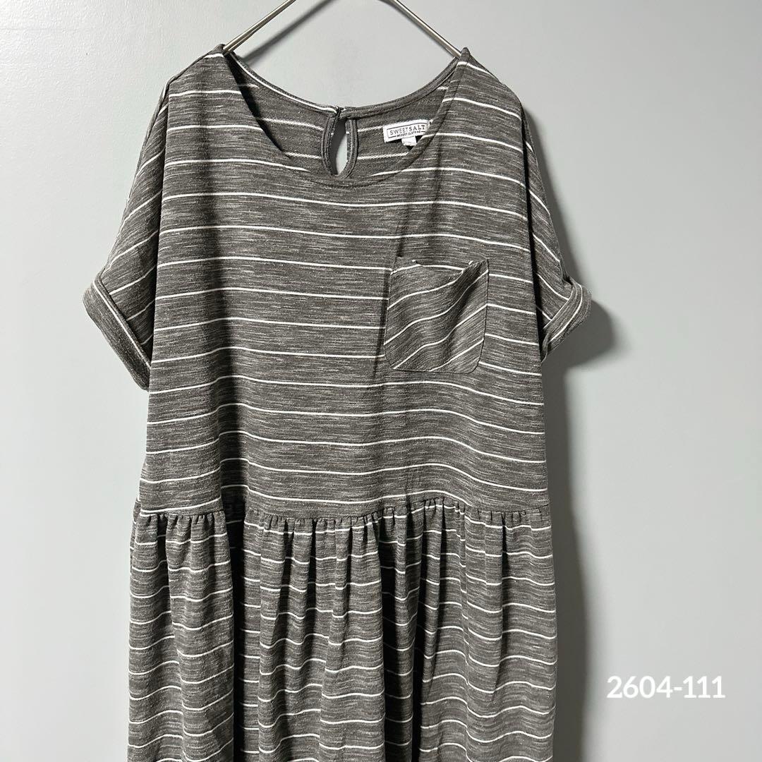 【Adult Cute】SWEET SALT Border Long Dress L Loose Fit