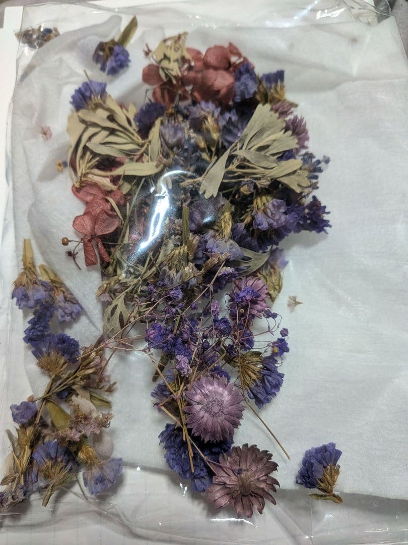 Purple-toned dried preserved flowers