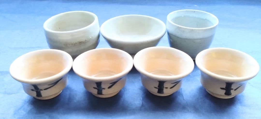 Assorted Ochoko (sake cups) - 7 pieces, Miyajima-yaki and others