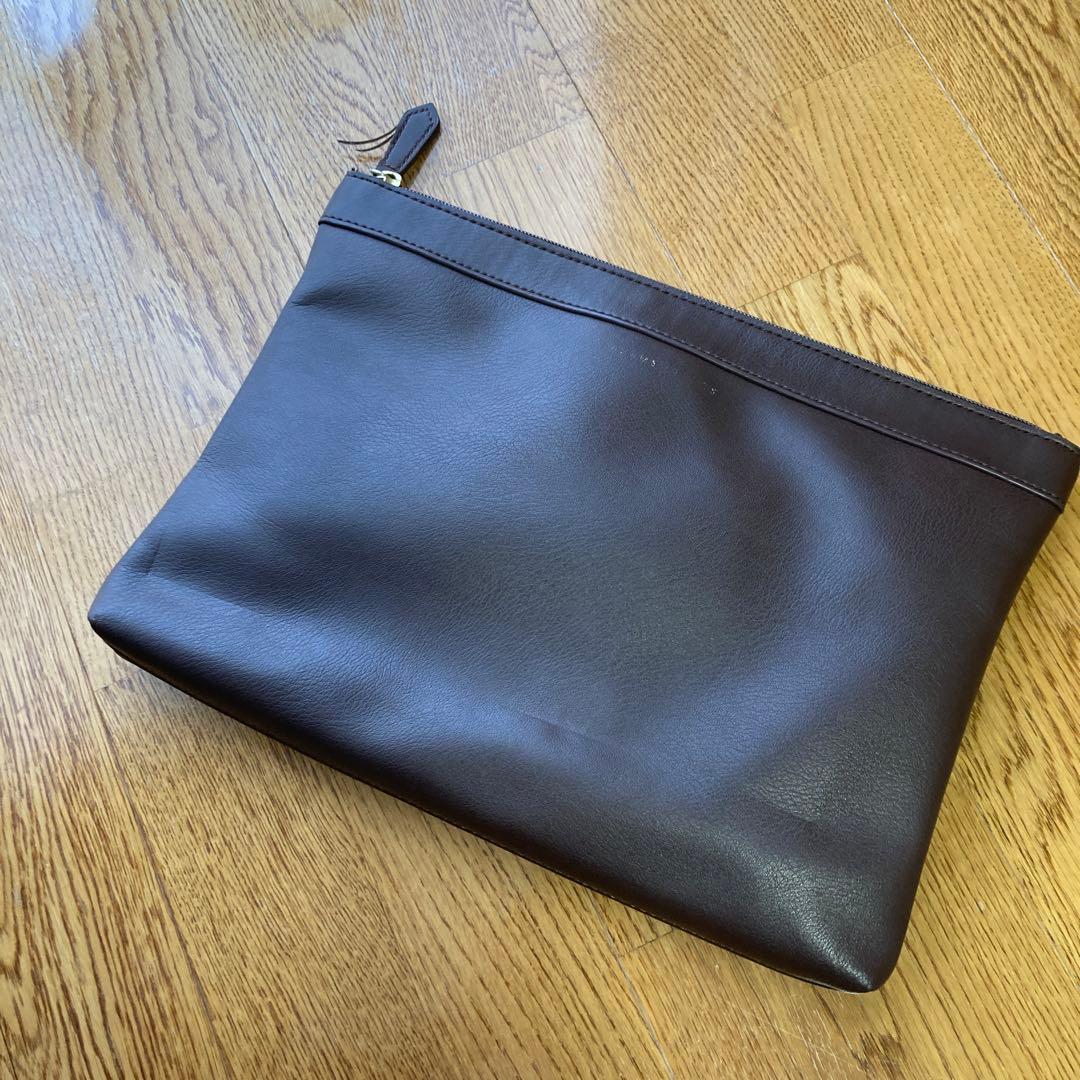BEAMS LIGHTS Dark Brown Leather Clutch Bag