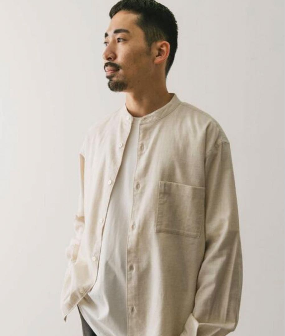 URBAN RESEARCH DOORS Viyella Band Collar Shirt, Size M