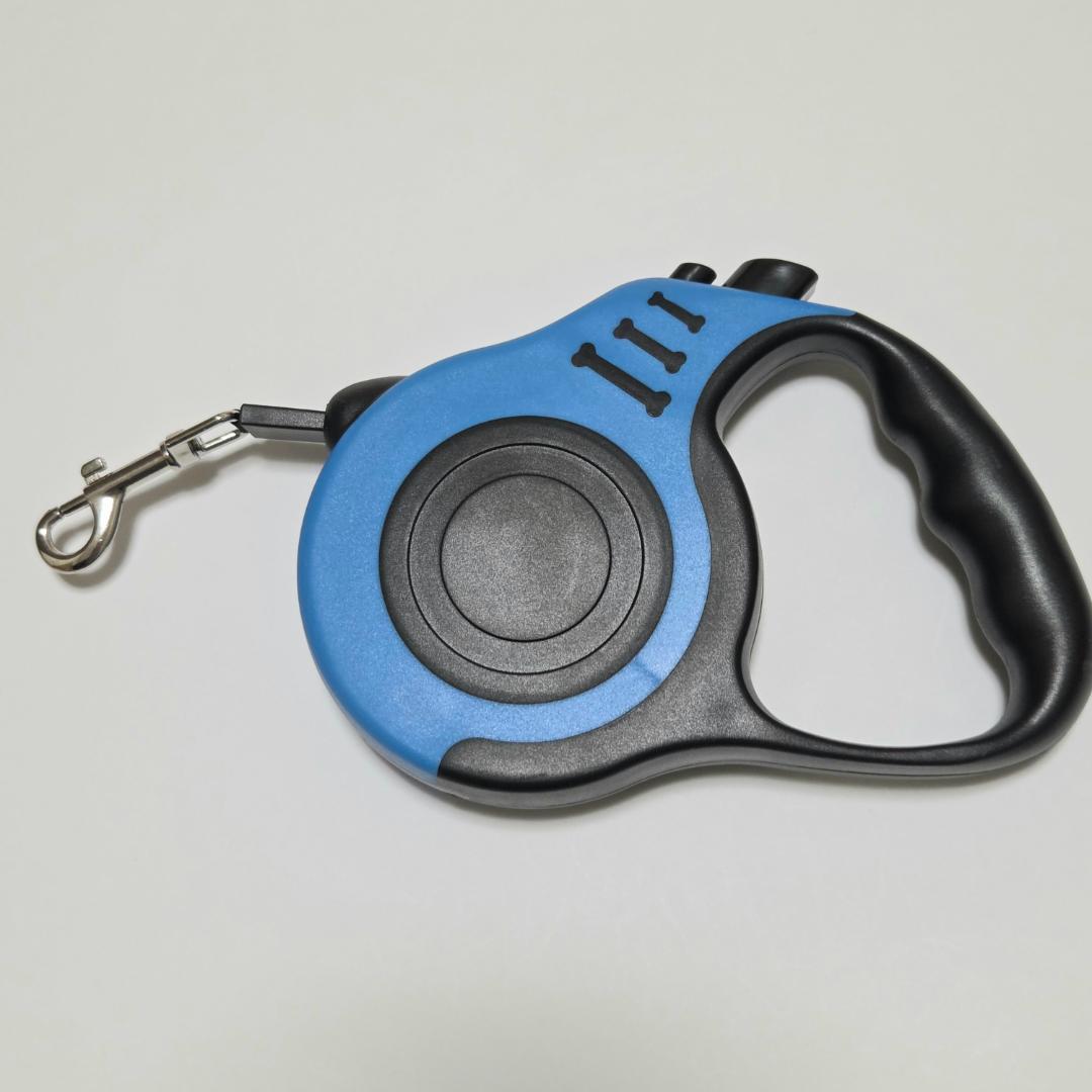 Dog Leash, Retractable, 5m, Blue, for Small to Medium Dogs, One-Touch Automatic Retraction