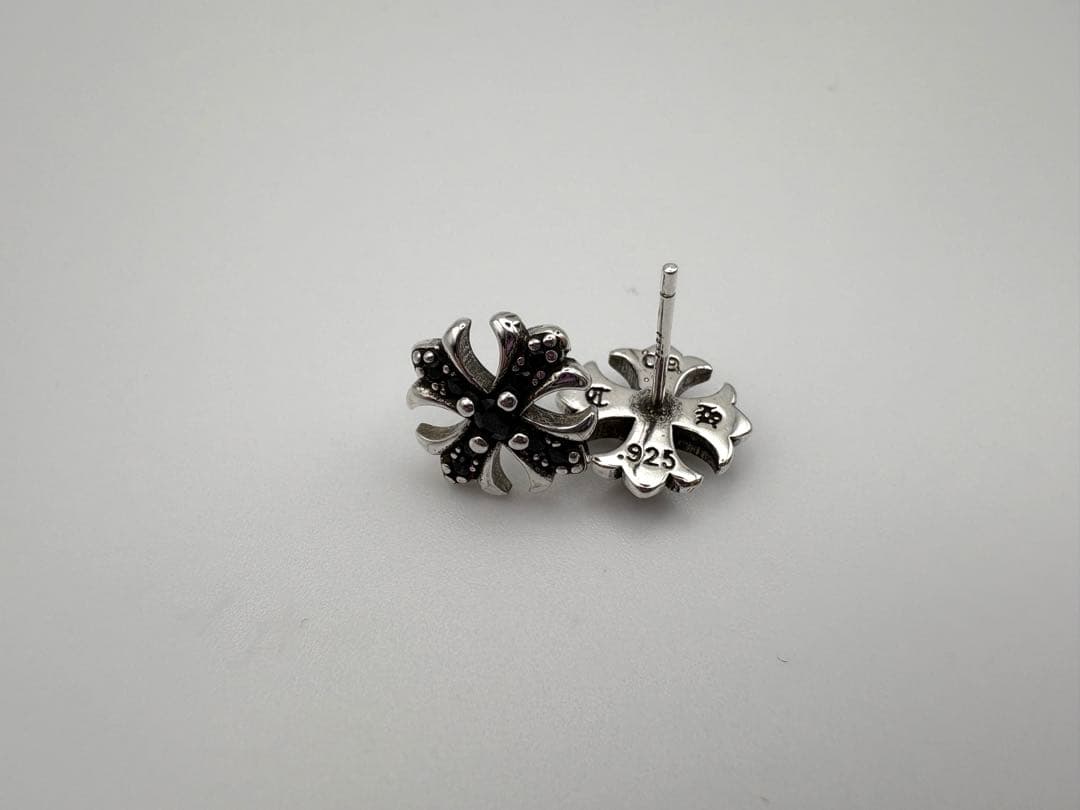 Cross Stud Earrings, Cross Motif, Pair Set, Black
