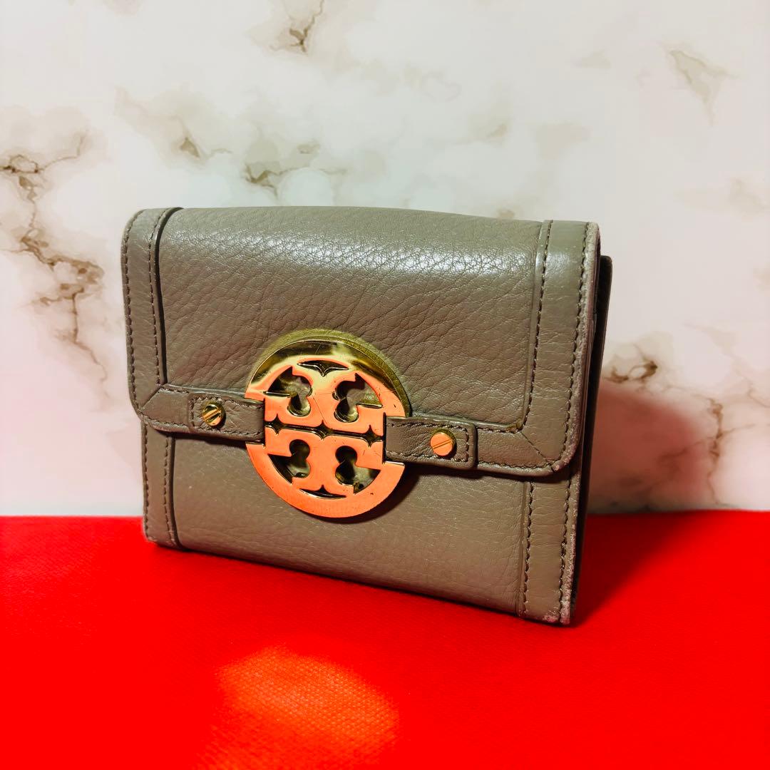 0039 TORY BURCH Amanda Gold TT Logo Folding Wallet